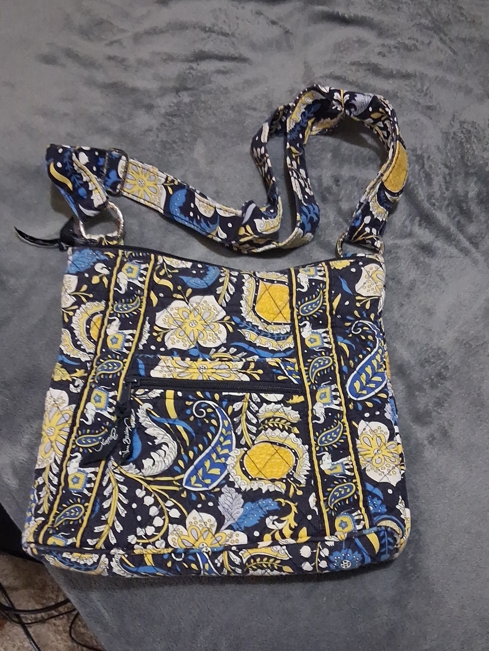 Vera Bradley Navy, Yellow & Blue Quilted Floral Crossbody